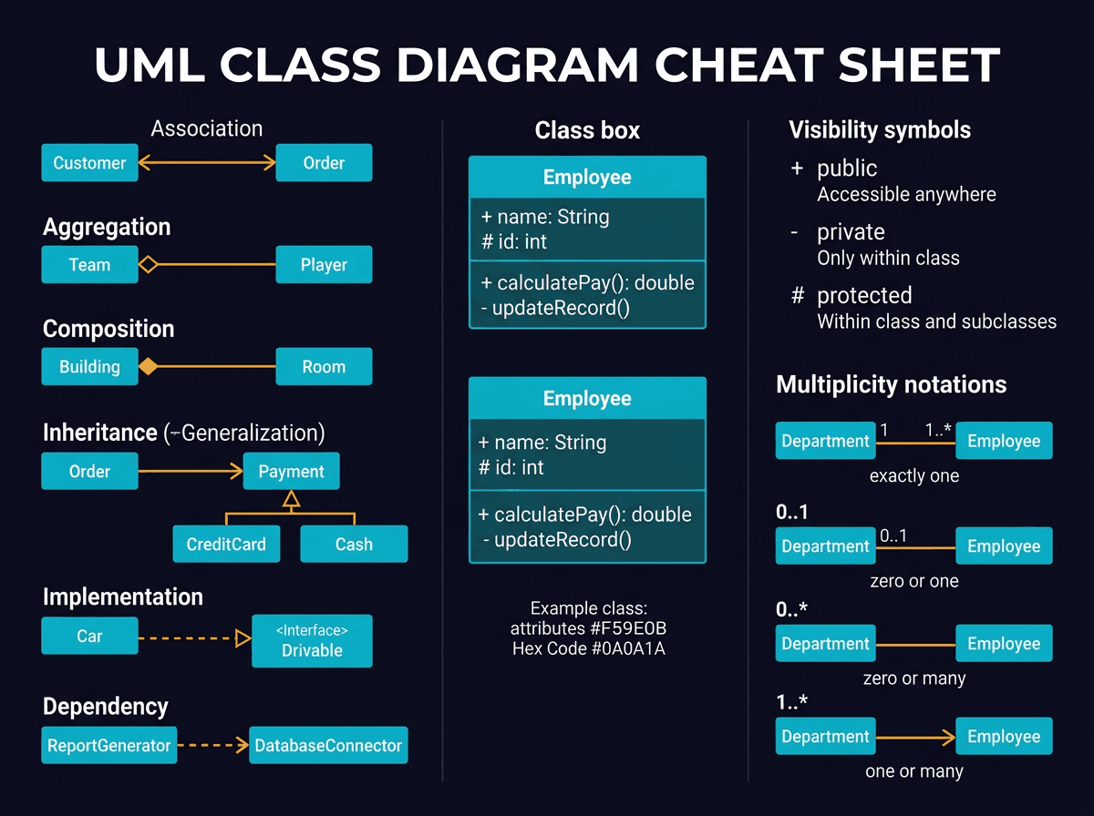 A Cheatsheet for UML Class Diagrams