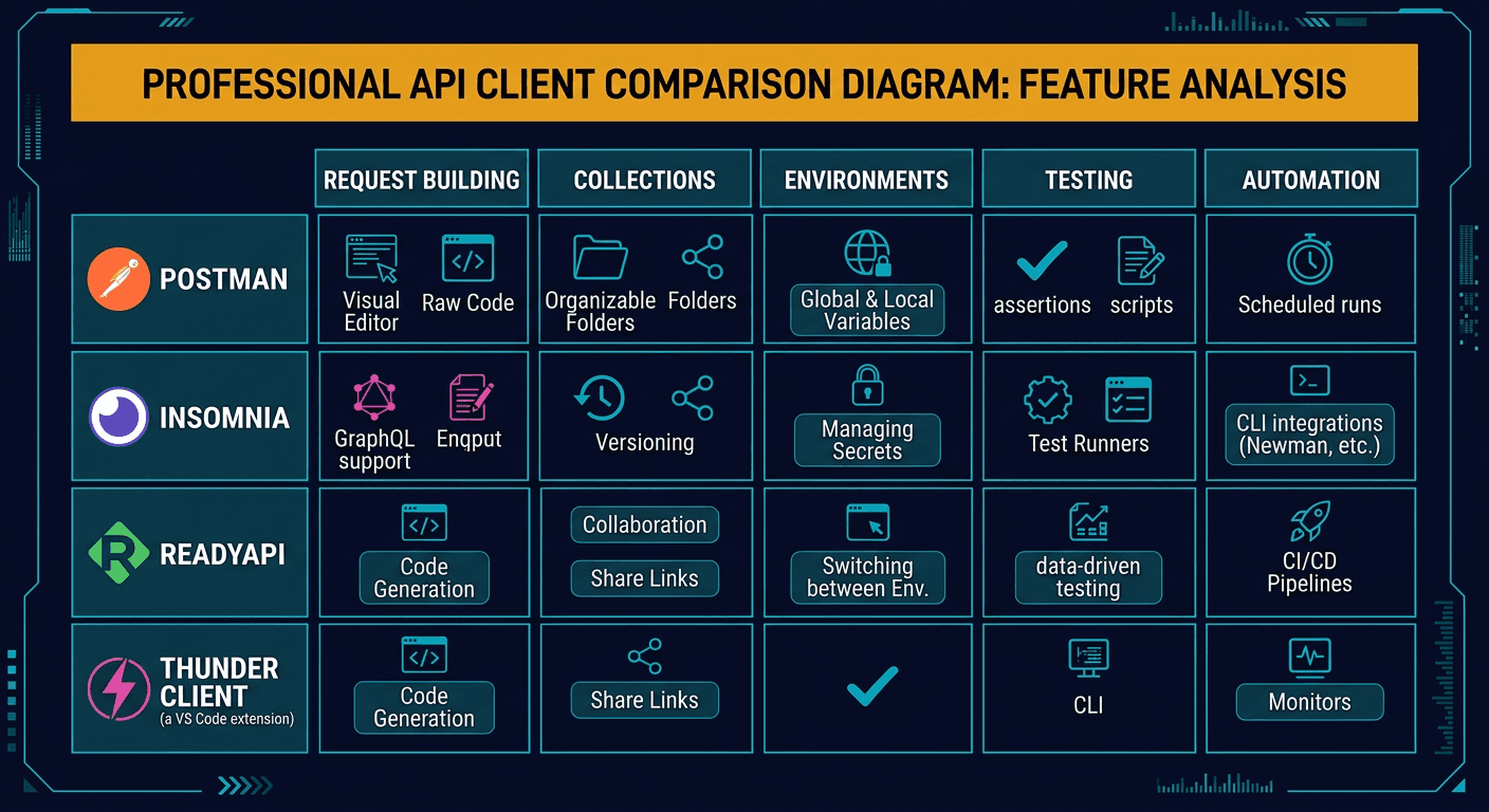 Comparing Different API Clients: Postman vs. Insomnia vs. ReadyAPI vs. Thunder Client vs. Hoppscotch