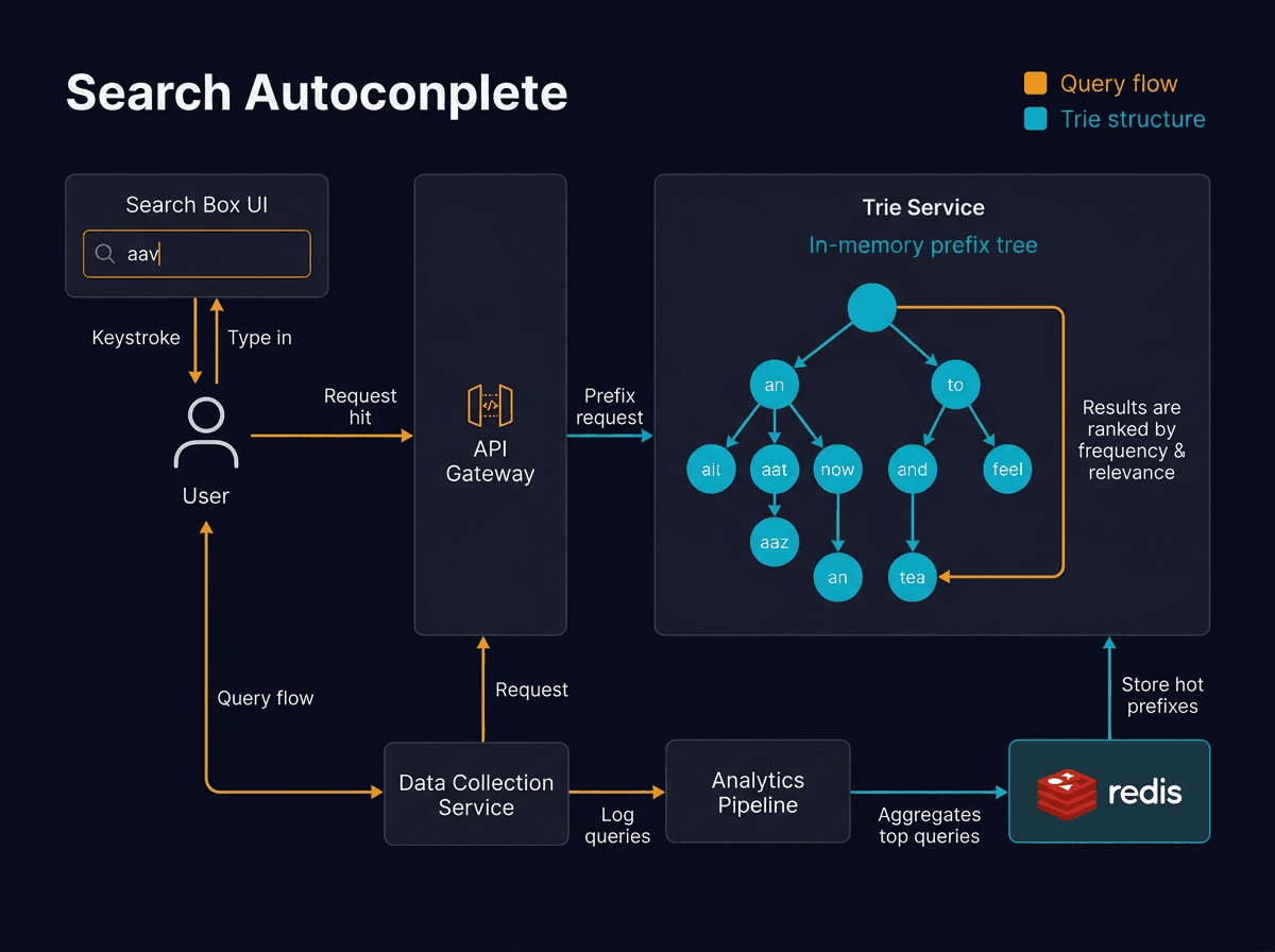 Design Search Autocomplete / Typeahead diagram