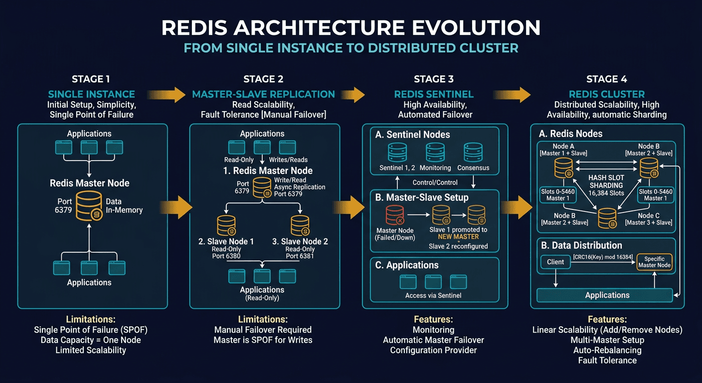 How does Redis architecture evolve diagram