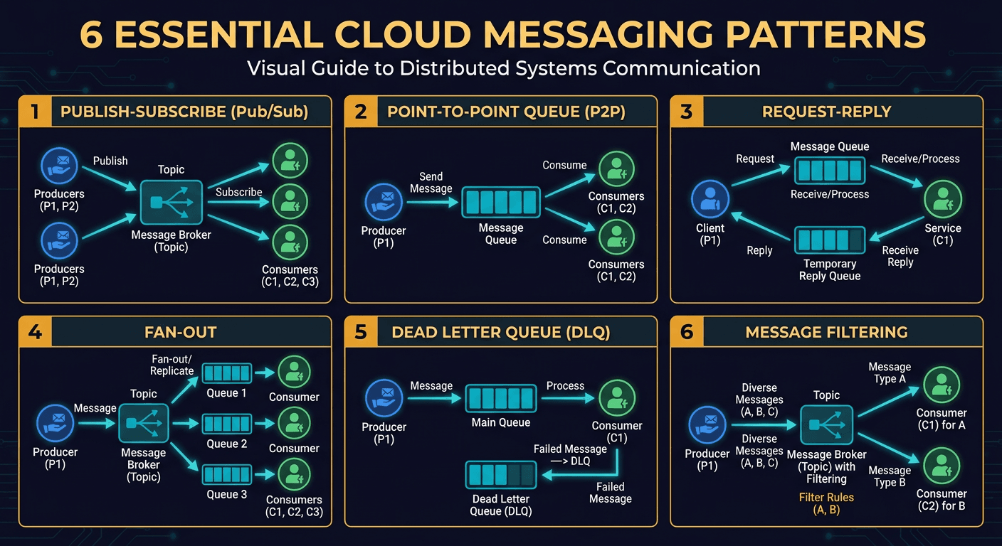 Top 6 Cloud Messaging Patterns diagram