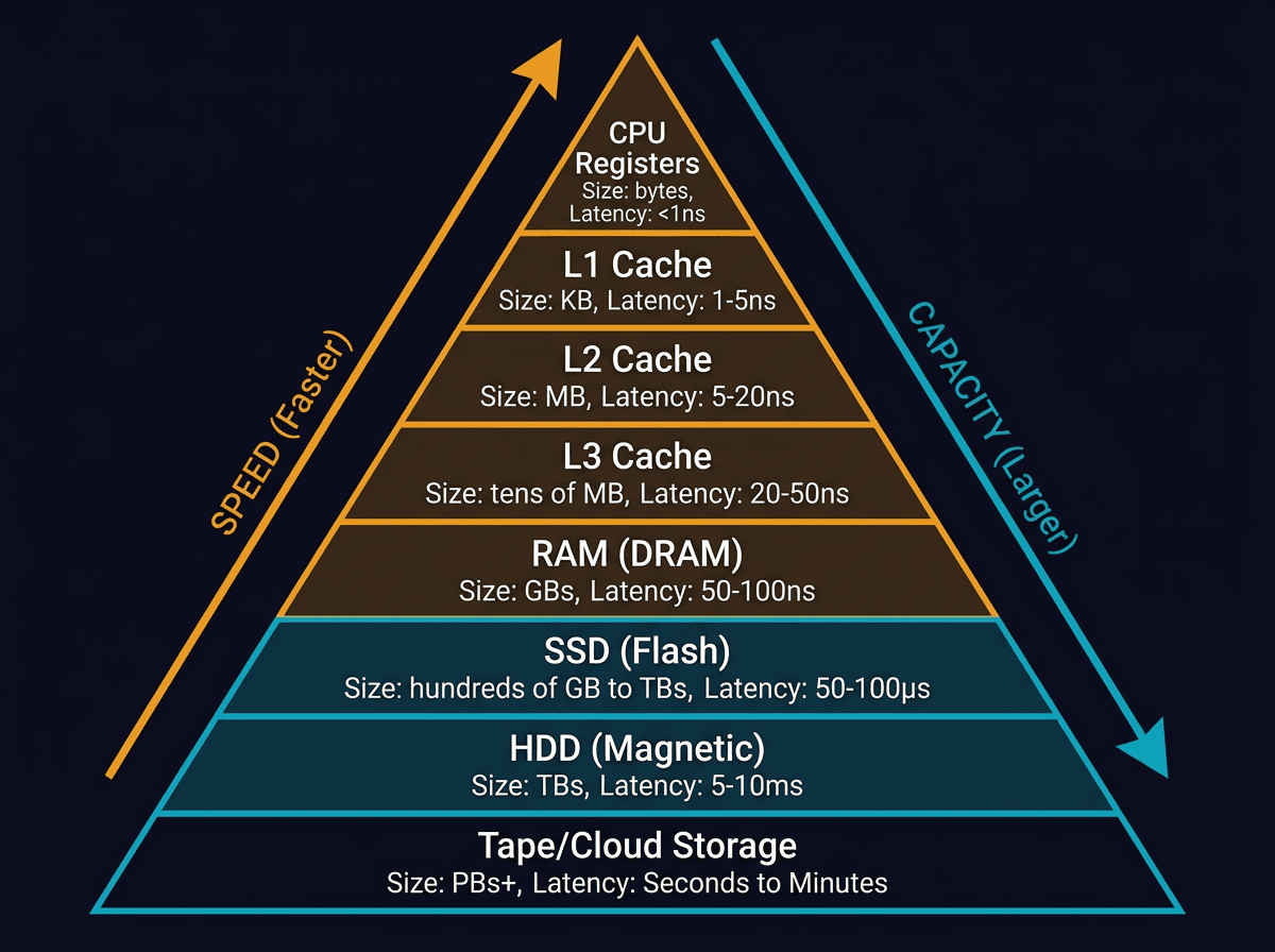 Types of Memory and Storage diagram