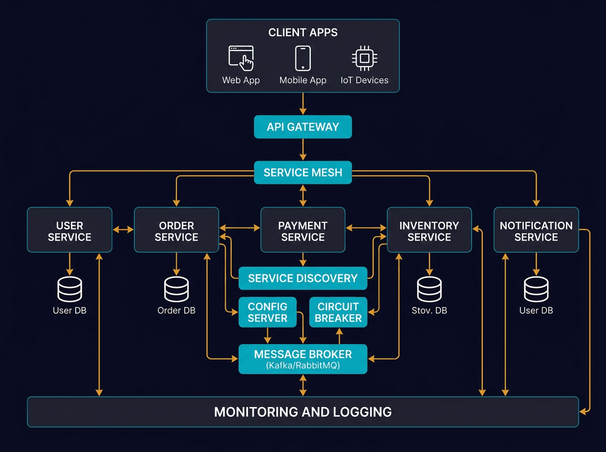 What does a typical microservice architecture look like diagram