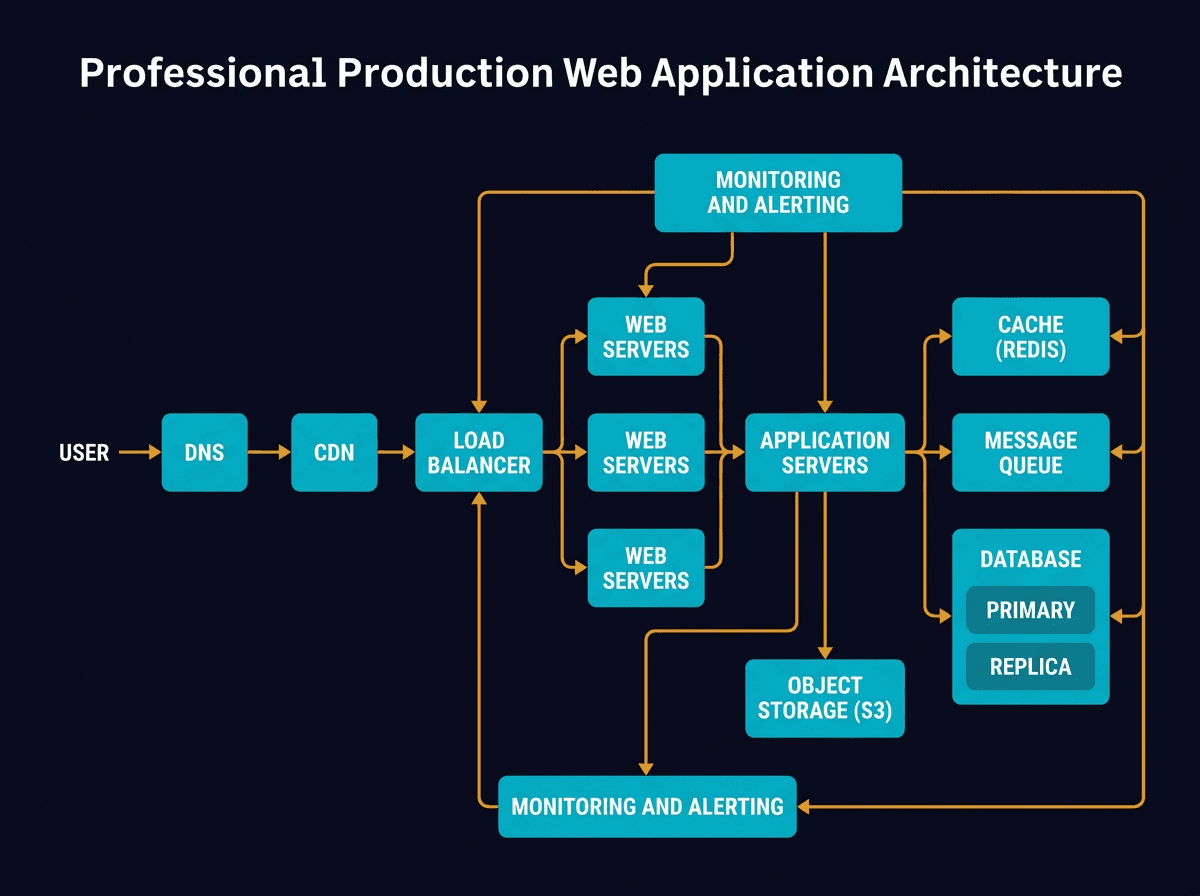10 Essential Components of a Production Web Application diagram