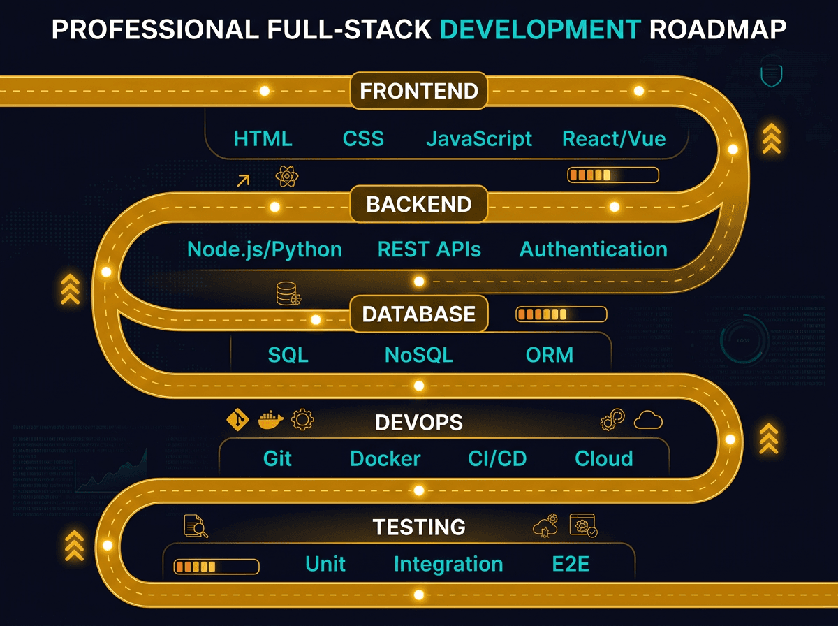 A Roadmap for Full-Stack Development diagram