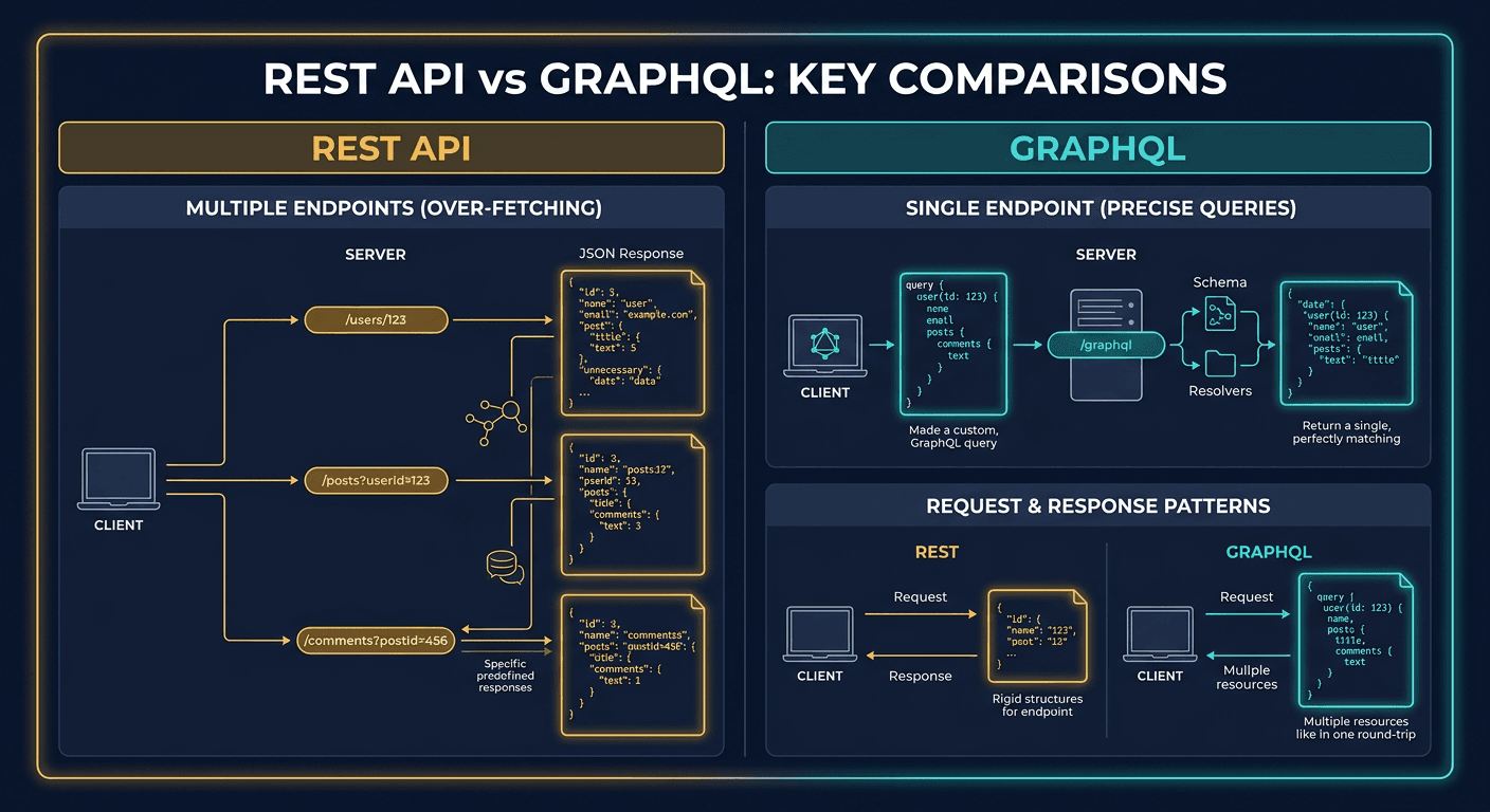 REST API Vs. GraphQL diagram