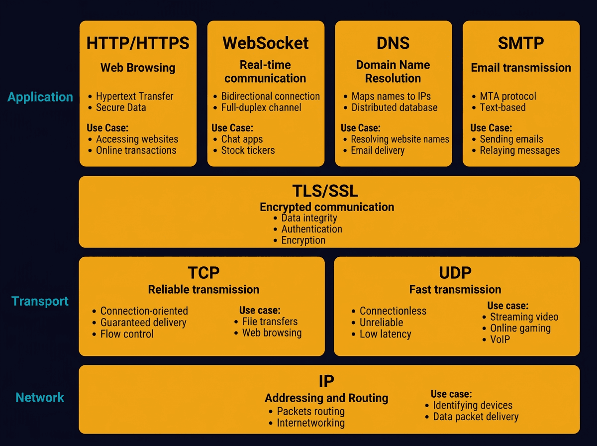 Top 8 Popular Network Protocols diagram
