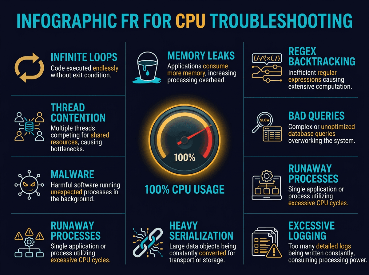 Top 9 Cases Behind 100% CPU Usage diagram