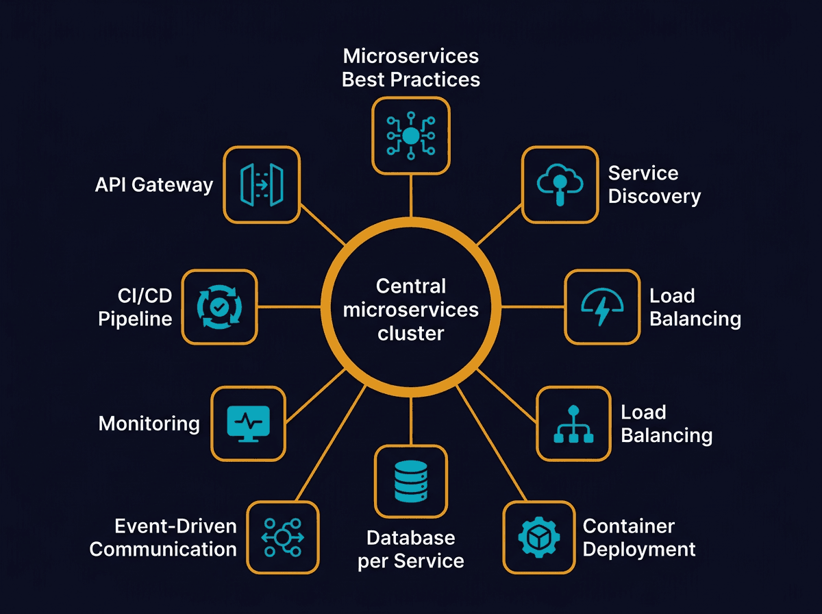 When we develop microservices, we need to follow the following best practices: diagram
