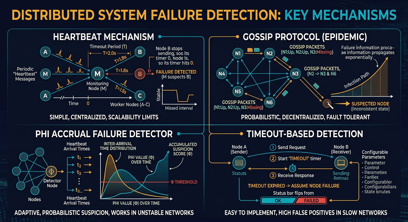 How do we detect node failures in distributed systems - System Design