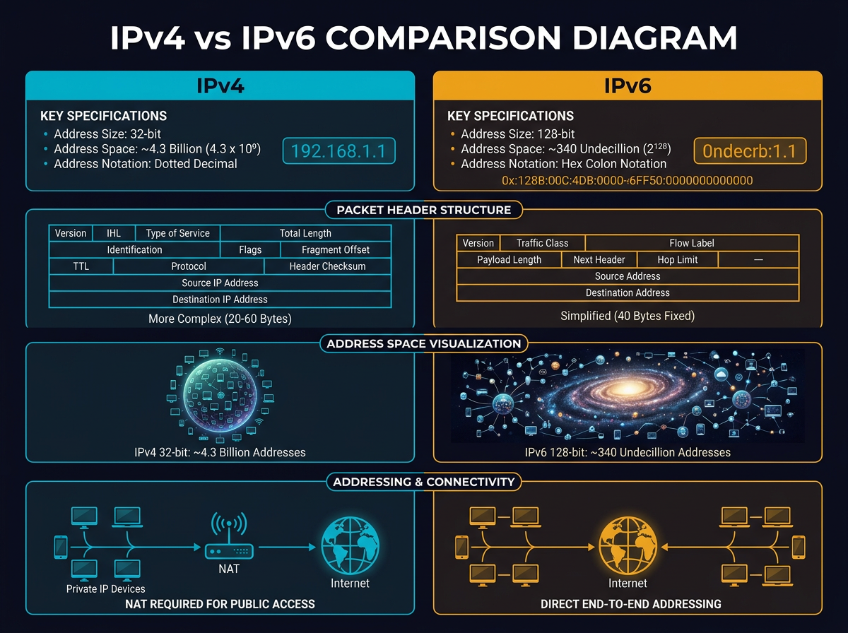 IPv4 vs. IPv6, what are the differences - System Design